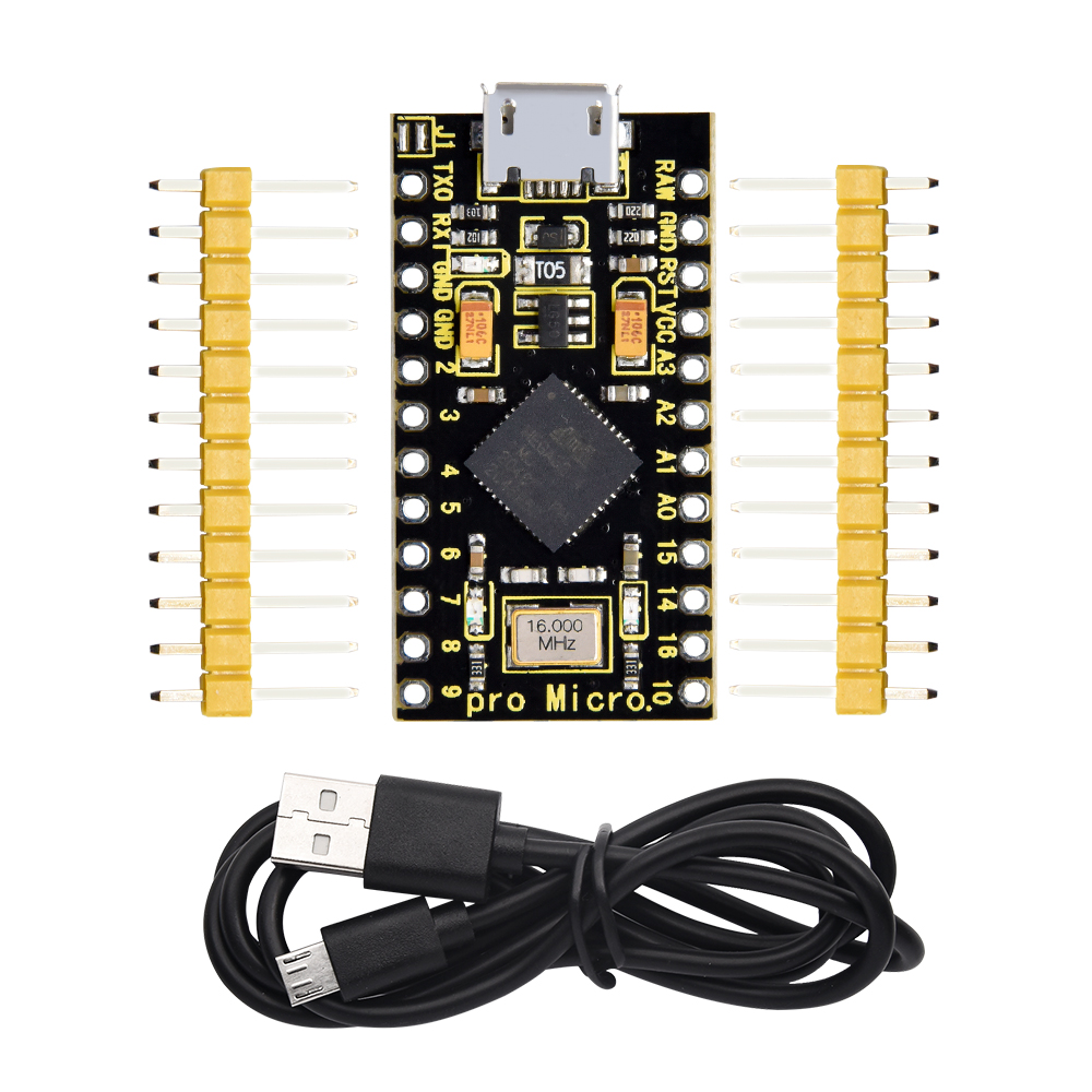 KOOKYE 3PCS Pro Micro ATmega32U4 5V/16MHz Module Board 2 Row Pin Header for  Arduino Mini Leonardo